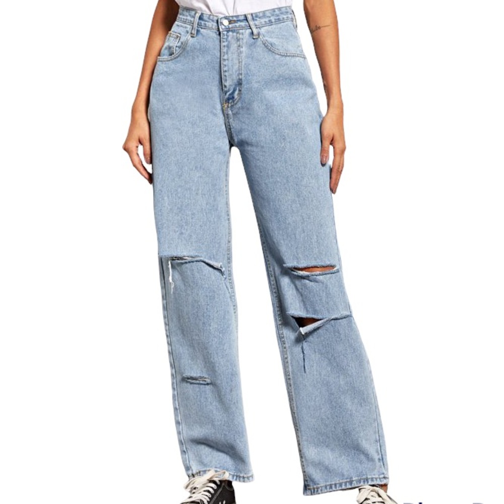 Shein High Waisted Distressed Baggy Boyfriend Jeans